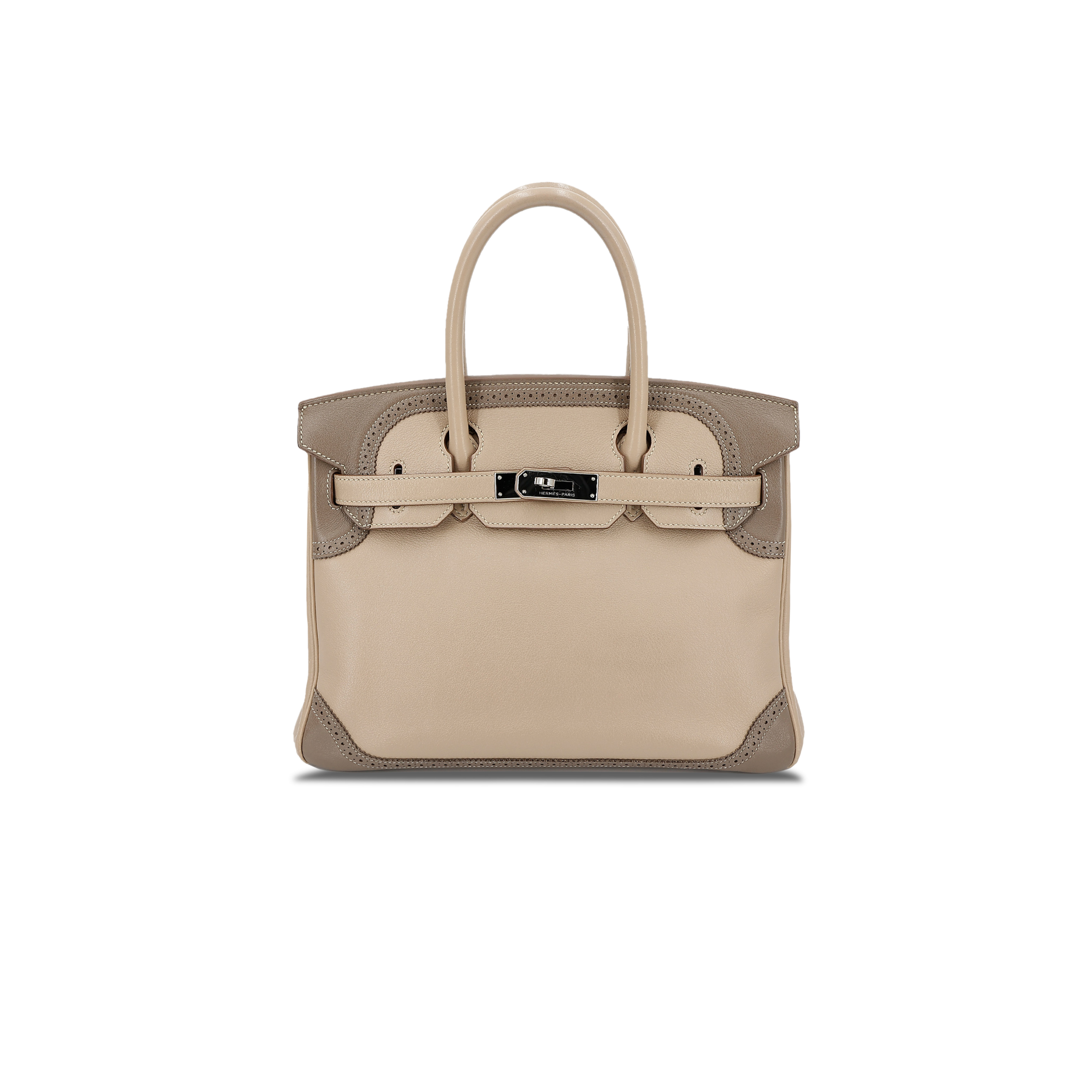 H**mes birkin 30 swift trench coat grey and elephant grey silver buckle 10021 (30*22*15cm)